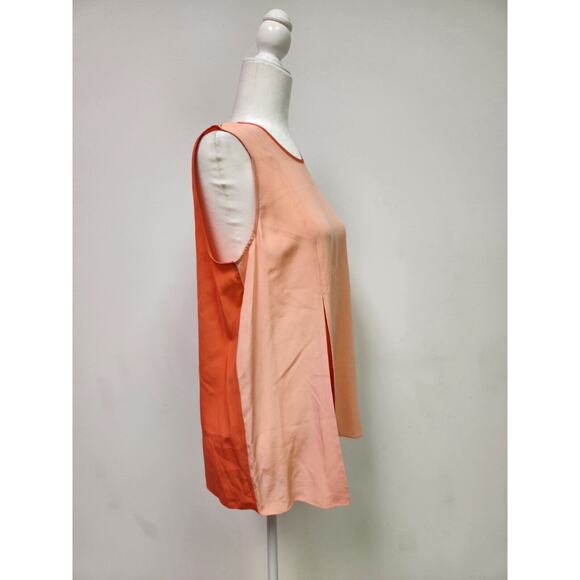 Magaschoni Ny Women's 100% Silk Sleeveless Blouse Coral & Orange Nwt Size 8 - Picture 2 of 9